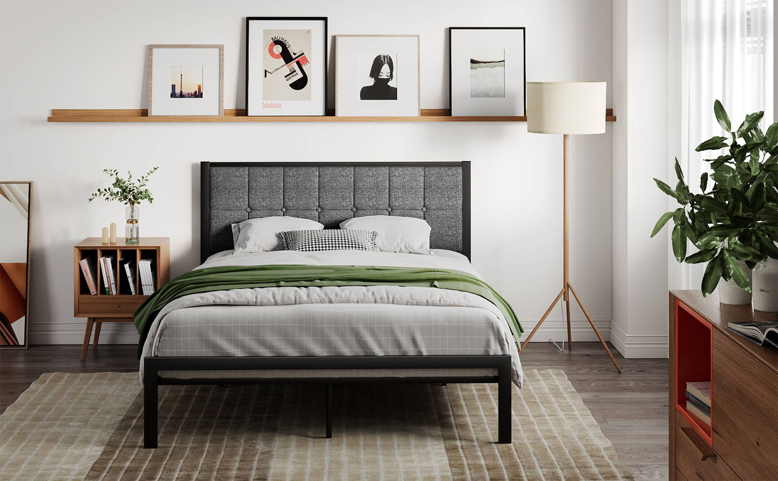 ブランドバッグ通販サイト Metal Platform Button Leather Faux Headboard, with Frame Bed パンツ